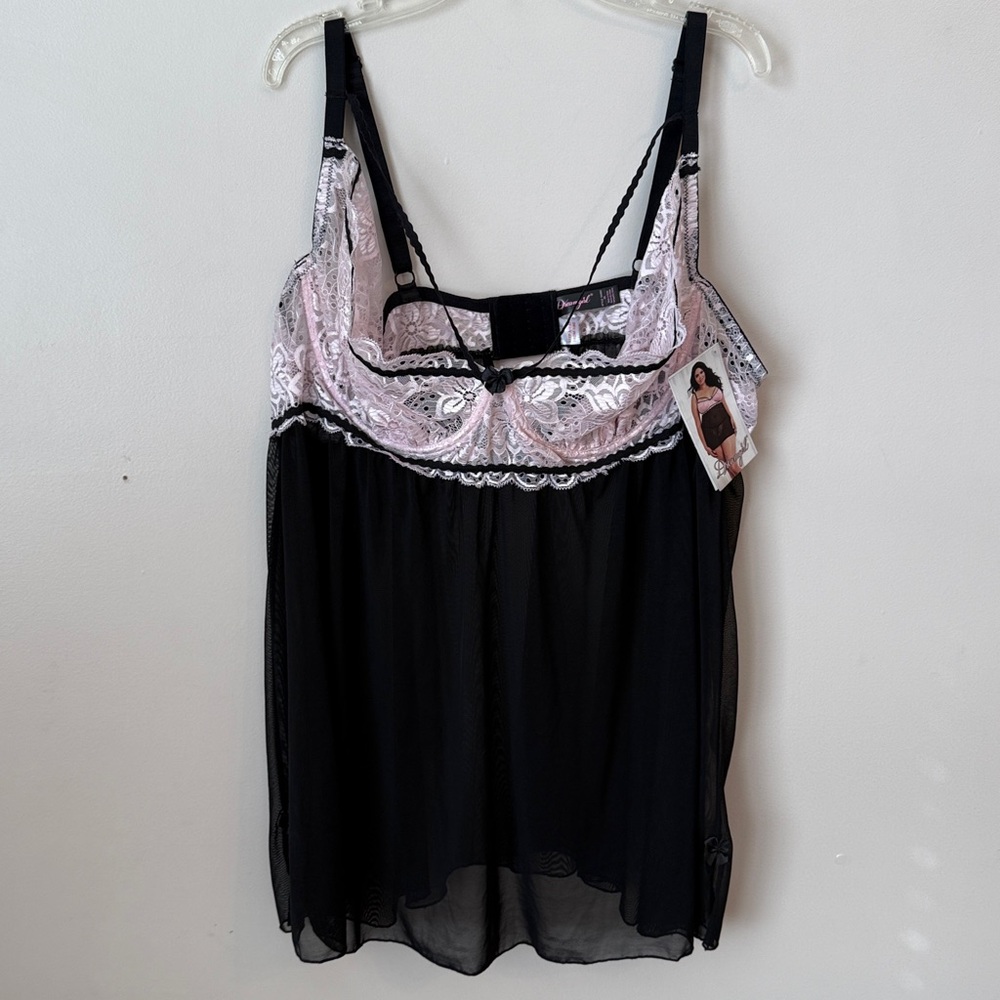 NWT Dreamgirl Sheer Sexy Babydoll Lingerie Underwire Adjustable Straps Size 3X - Picture 2 of 11